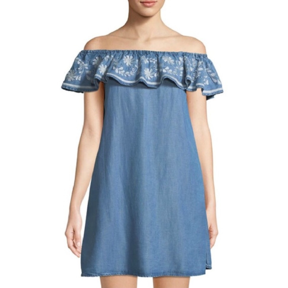 Chelsea & Theodore Off Shoulder Tencel Dress